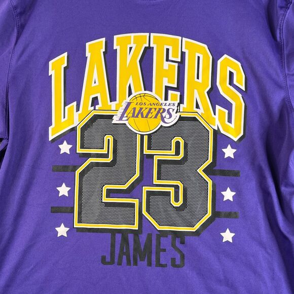 LeBron James T Shirt Men Large NBA Los Angeles Lakers LA Purple #23 Double Sided - Picture 2 of 8